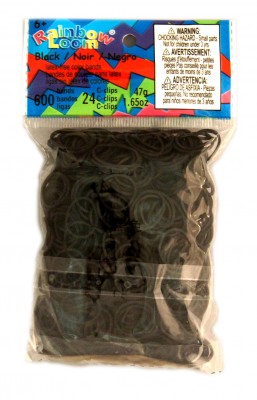 Rainbow Loom bandjes Helder zwart (600 stuks)