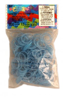 Rainbow Loom bandjes Glitter blauw (300 stuks)