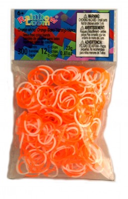Rainbow Loom bandjes Oranje/Wit (300 stuks)