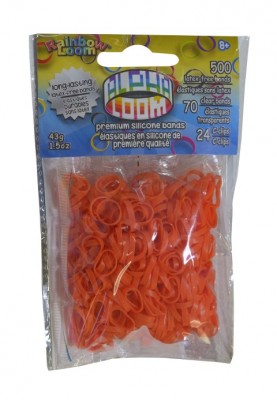 Rainbow Loom Alpha  bandjes Oranje (500 Oranje  + 70  transparant)  & 24 C-Clips) 